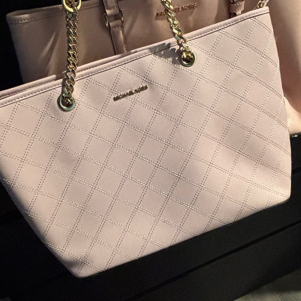 2 Michael Kors Light Pink & Light Pink Quilted Tote